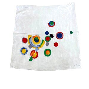 Rare Abstract Circles MCM Atomic Colorful Geometric Print Scarf Robert Delaunay